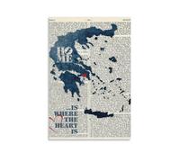 Greece Art Print, Greece Print, Greece Map Art, Greece Wall Art, Greece Pride, Greece Map Print, Greece Map, Greek Decor, Map of Greece Canvas Poster Wall Art Bedroom Decor Office Room Kitchen Decor