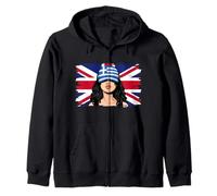 Greece Britain Flags Women Roots British Greek Heritage Zip Hoodie
