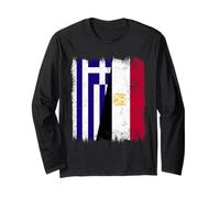 Greece Egypt Half Flag Greek Egyptian Heritage Long Sleeve T-Shirt
