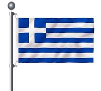 Greece Flag 3x5 Ft - Large Greek Flag with Brass Grommets Party Festival Celebration Sport Activities Garden Home Remembrance Day Decoration - Greek National Flag Double Stitched Polyester Vivid Color