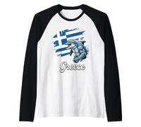 Greece Flag Dolphin Strong Greek Patriot Design Raglan Baseball Tee