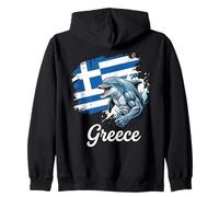 Greece Flag Dolphin Strong Greek Patriot Design Zip Hoodie