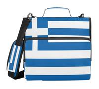 Greece Flag Greek National Blue 3 Rings Organizer Binder With Belt Multiple Pockets Wallets Portfolio Organizer For Middle Student