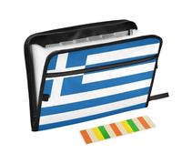 Greece Flag Greek National Blue Expandable File Jackets 13 Pockets A4 Letter Size with Zipper Closure for Home Office File Holder expando