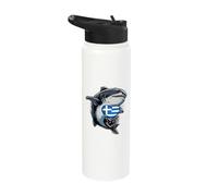 Greece Flag Greek Pride Heart Shark Greek Roots Hellenic Stainless Steel Insulated Water Bottle