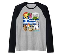 Greece Flag Greek Roots Proud Greek Heritage Greek Pride Raglan Baseball Tee