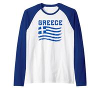 Greece Flag Hellas Greek Heritage Hellenic Pride Raglan Baseball Tee