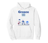 Greece flag holiday souvenir Cyclades Islands architecture Pullover Hoodie