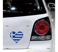 Greece Flag Love Heart Sticker Decal Vinyl Greek - 2 Pack Blue 10.2cm - for Car Boat Laptop Cup No Background Die-Cut