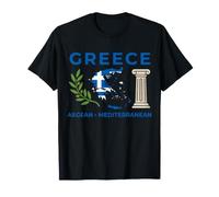 Greece Flag Map Olive Branch Gr olumn Heritage Graphic T-Shirt