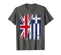 Greece Half Britain UK Friendship Flag Greek T-Shirt, Men, Asphalt Grey, X-Large