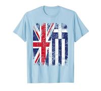Greece Half Britain UK Friendship Flag Greek T-Shirt, Men, Baby Blue, X-Large