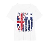 Greece Half Britain UK Friendship Flag Greek T-Shirt, Women's Plus, White, 2X