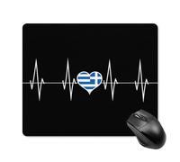 Greece Heartbeat Cute Greek Flag Mouse Pad Portable Mousepad Square Computer Mouse Mat with Non-Slip Rubber Base 18 * 22cm