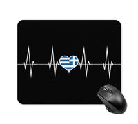 Greece Heartbeat Cute Greek Flag Mouse Pad Portable Mousepad Square Computer Mouse Mat with Non-Slip Rubber Base 20 * 25cm