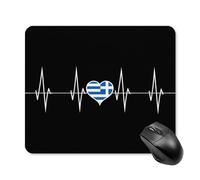 Greece Heartbeat Cute Greek Flag Mouse Pad Portable Mousepad Square Computer Mouse Mat with Non-Slip Rubber Base 25 * 30cm