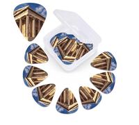 Greece History Building Guitar Picks 12 Pcs, 3 Different Thickness Celluloid Plectrum for Bass Electric Acoustic Guitars Ukulele Accessories Gift for Men Women (0.46mm, 0.71mm, 0.96mm)