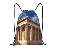 Greece History Building Sports Backpack String Stylish Drawstring Gym Versatile String Bags For Hiking Swim Women 39X46Cm
