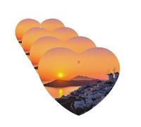 Greece Island Sunset Landscape Car Air Fresheners Cards Set of 4 Pieces Hanging Scented Cards for Wardrobe Bathroom Car Aromatherapy Tablets Rearview Mirror Pendant Car Fresheners Long Lasting