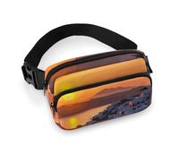 Greece Island Sunset Landscape Fanny Pack with Multiple Pockets, Personalized Waist Bag with Zipper, Multifunctional Bum Bags for Travel, Belt Bag with Adjustable Strap, Crossbody Bags