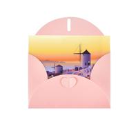 Greece Island Sunset Landscape Pink prints Greeting Cards 6x4-inch with Envelope | Perfect for writing greetings and thank-you notes