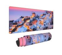 Greece Island Sunset Landscape Print Large Mouse Pad Non-Slip Desk Pad Protector Computer Keyboard Pad for Office Home 80 * 30 cm