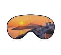 Greece Island Sunset Landscape Sleeping Mask, Light Blocking Eye Mask, Comfortable and Soft, Eye Cover with Elastic Band, Suitable for Men and Women, Suitable for Travel/Sleeping