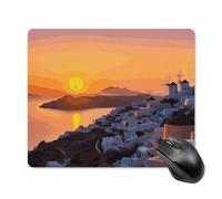 Greece Island Sunset Landscape Square Mouse Pad Portable Computer Mousepad with Non-Slip Rubber Base 18 * 22cm Ultra-Thin Gaming Mouse Mat for Computer Laptop Office Desk Accessories