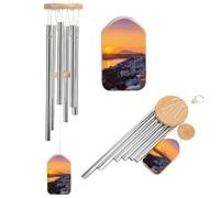 Greece Island Sunset Memorial Wind Chime for Outside 20.5" Windchimes for Loss of Loved One Mother Father Deep Tone Decor Patio Garden Porch Sympathy Gift for Bereavement Condolence Funeral