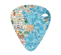 Greece map 12 pcs guitar cubes, 3 thickness includes 0.46mm, 0.71mm, 0.96mm, with organizer storage box