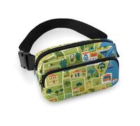 Greece Map Fanny Pack for Women Men Waist Bag Belt Bag Adjustable Casual Bag for Travel Sports Hiking, white, 7.9x5.1inches
