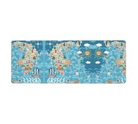 Greece Map Gaming Desk Mat, Wide Surface Desk Pad for Keyboard, Mouse and Improved Gaming Stability