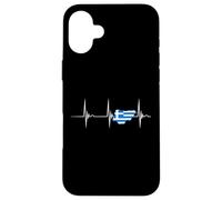 Greece Map Greek Pride Heartbeat EKG Pulse Greek Flag Case for iPhone 16 Plus