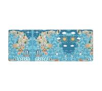 Greece Map Keyboard and Mouse Pad, Extra Large Desk Cover, Spill Resistance Mat for Smooth Tracking