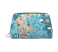 Greece Map Makeup Organizer, Travel-Friendly Toiletry Pouch for Cosmetics, Skincare, Accessories
