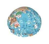 Greece Map Multi-Scene And Multi-Purpose Shower Spa Double-Layer Waterproof Shower Cap And Cooking Cap, Suitable For Adults, Children And Men And Women.