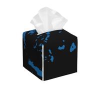 Greece Map Pattern Print Print Tissue Box Cover, Leather Tissue Holder Decorative Tissue Box Holder For Kitchen, Bathroom
