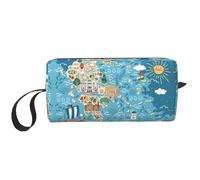 Greece Map Print Compact Storage Pouch, Minimalist Carry Bag, Large Capacity Tote for Protective Carry