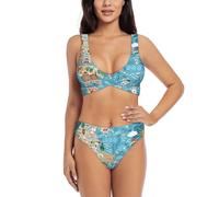 Greece Map Print Fashionable Sporty Bikini Set Women Swimwear Beach Vacations Summer Pool Parties Black