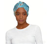 Greece Map Print Modern Head Wrap for Women Soft Elastic Turban Printed One Size Comfortable