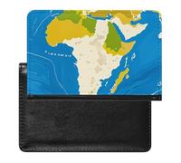 Greece Map Print Passport Holder with 3 Card Slots, Portable PU Leather Travel Wallet, Slim Protective Cover for Passport, ID, Credit Cards