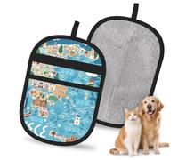Greece Map Print Pet Hair Remover Gloves Grooming Shedding Home Cleaning Deshedding Tool