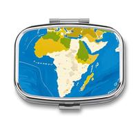 Greece Map Print Pill Box 2 Compartment - Small Metal Medicine Organizer Portable Pill Case for Purse Pocket Travel Vitamin Organizer for Men Women, BPA-Free