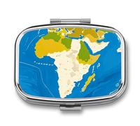 Greece Map Print Pill Box with 2 Compartments Portable Metal Medicine Organizer for Pocket Purse and Travel Compact Pill Case and Fish Oil Vitamins Supplements
