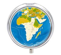 Greece Map Print Pill Organizer 3 Compartments, Round Small Pill Box for Purse & Pocket, Portable Daily Medicine Box to Hold Vitamins, Supplements, Pills, Fish Oil