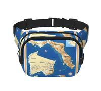 Greece Map Print print Fanny Pack Purse with Adjustable Strap Square Double Layer Waist Bag Belt Unisex Everywhere