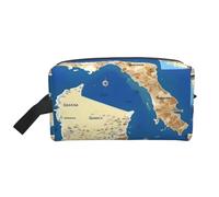 Greece Map Print Print Makeup Bag，Travel Toiletry Bag Organizer Cute Makeup Accessories Storage Bag