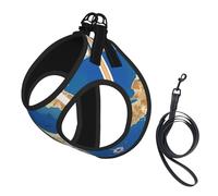Greece Map Print Print Pet Leash Vest,Breathable Mesh Pet Harness, Reflective For Small Medium Dogs Safe Easy Walking