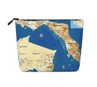 Greece Map Print Print Portable Makeup Bag for Women Large-Capacity Travel Toiletry Organizer Pouch