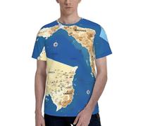 Greece Map Print Print Short Sleeve Crew Neck T-Shirt Fashionable Casual Summer Comfortable Everyday Use Black